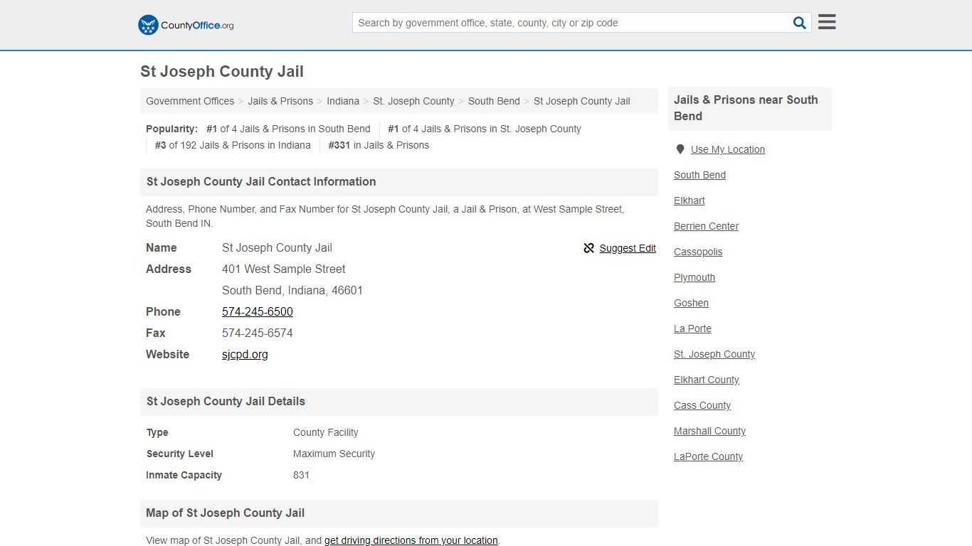 St Joseph County Jail - South Bend, IN (Address, Phone, and Fax)